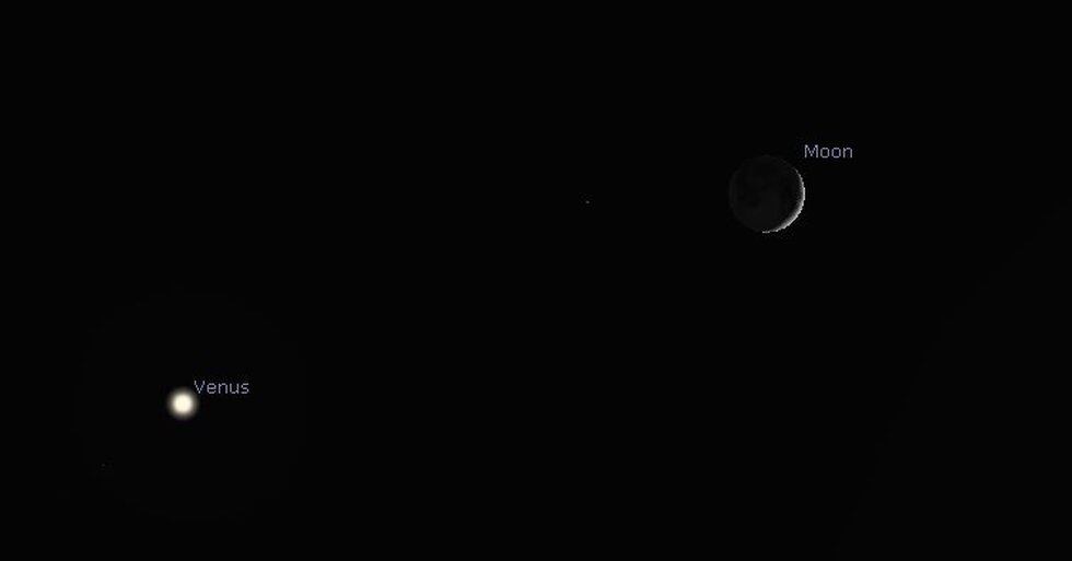The thin crescent moon will be to the upper right of Venus Thursday night.