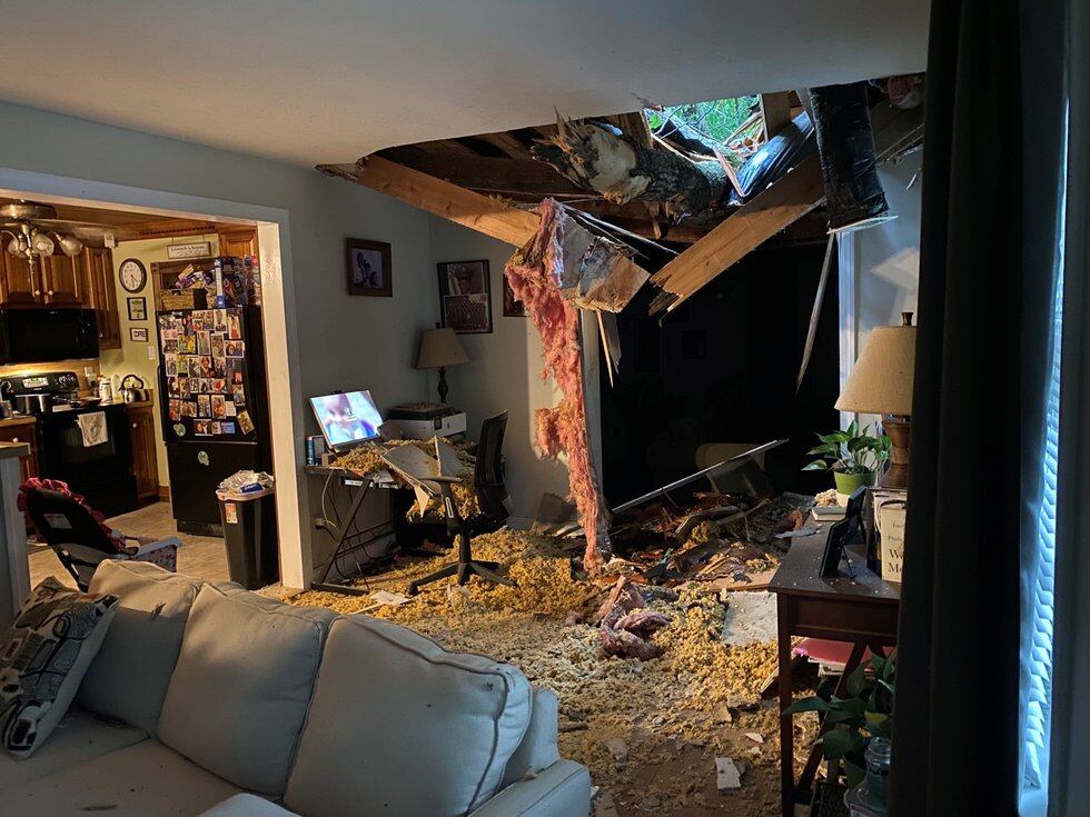 A tree caused major damage to a home in North Chesterfield on Wednesday, June 22.