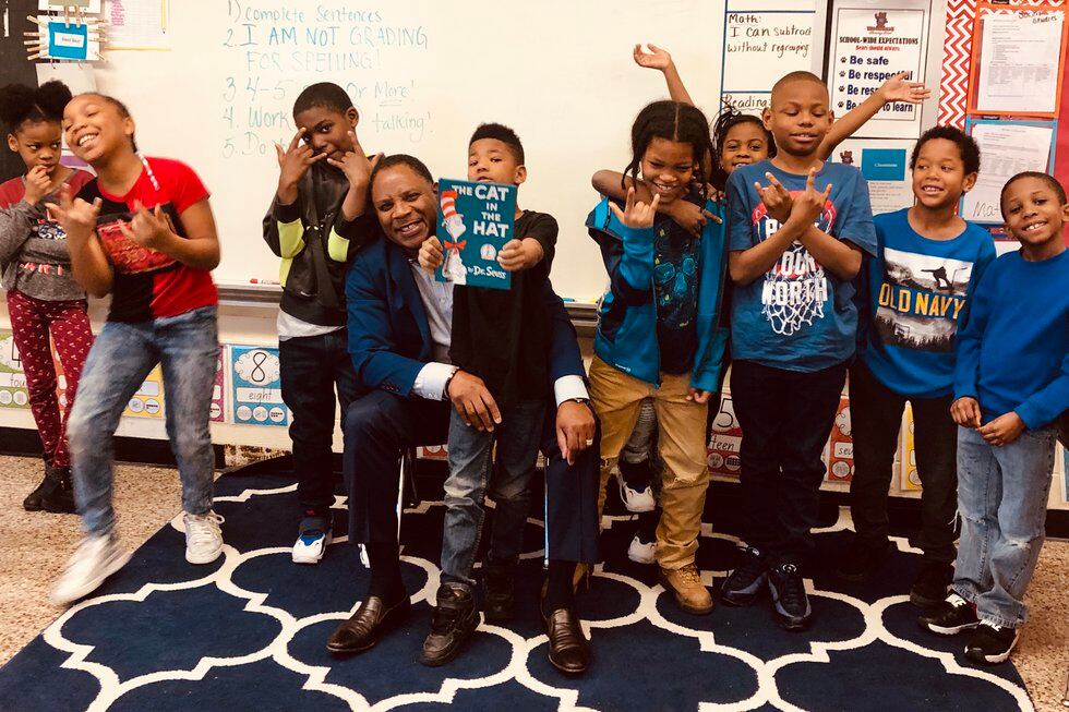 NBC12's General Manager Kym Grinnage during Read Across America Week.
