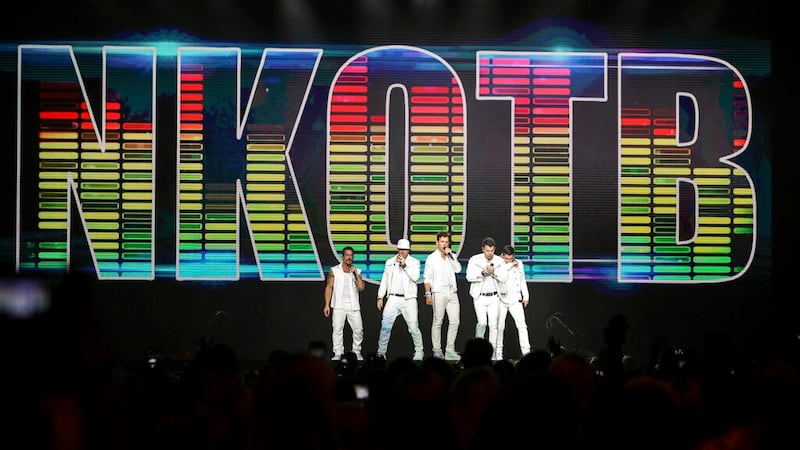 Jonathan Knight, Jordan Knight, Joey McIntyre, Donnie Wahlberg and Danny Wood of New Kids on...