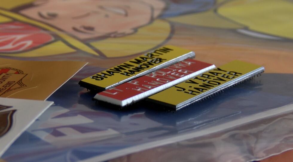 Members of the Farrington Volunteer Fire Department offered these tags as a keepsake for the...