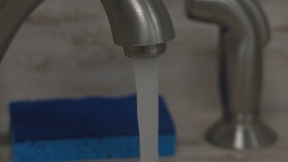 Water running from a faucet