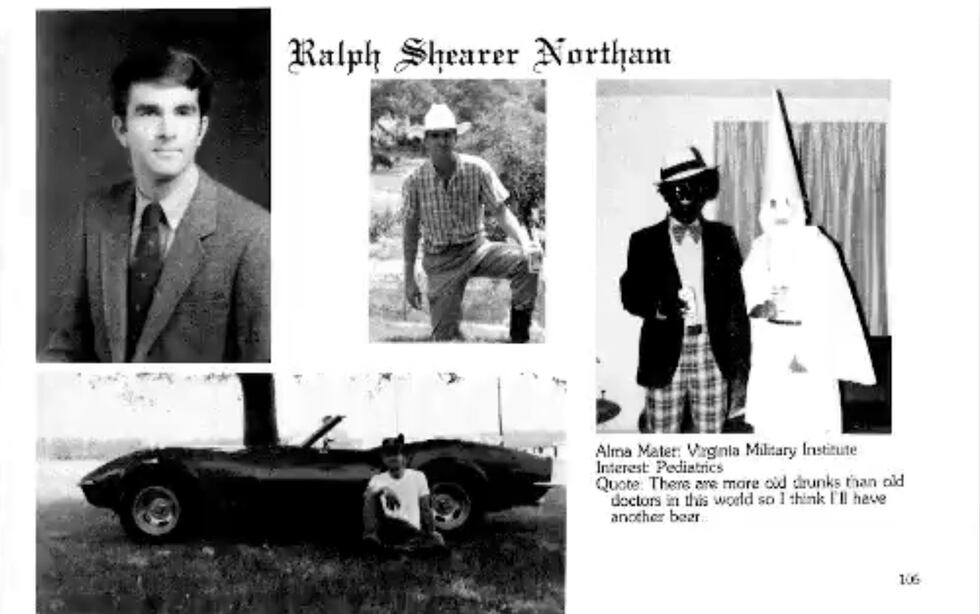 Gov. Ralph Northam's 1984 Eastern Virginia Medical School yearbook page.