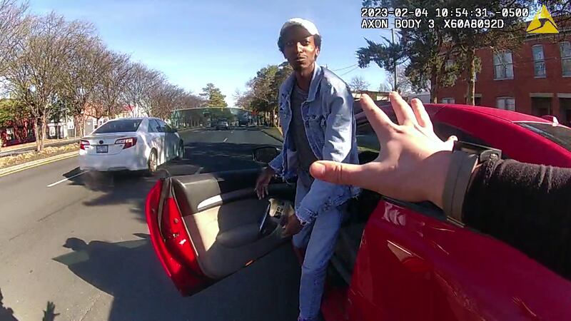 Paul Willis IV exits his vehicle during a traffic stop on Saturday, Feb. 4.