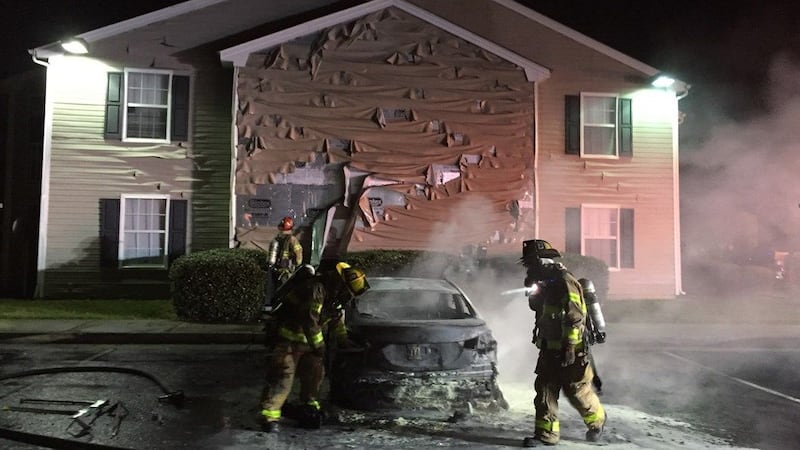 Heat from the fire caused the siding on the building to melt. (Source: Henrico Fire)