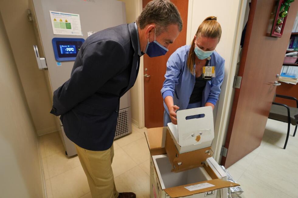 Gov. Ralph Northam welcomed one of the first shipments of the Pfizer-BioNTech COVID-19 vaccine...