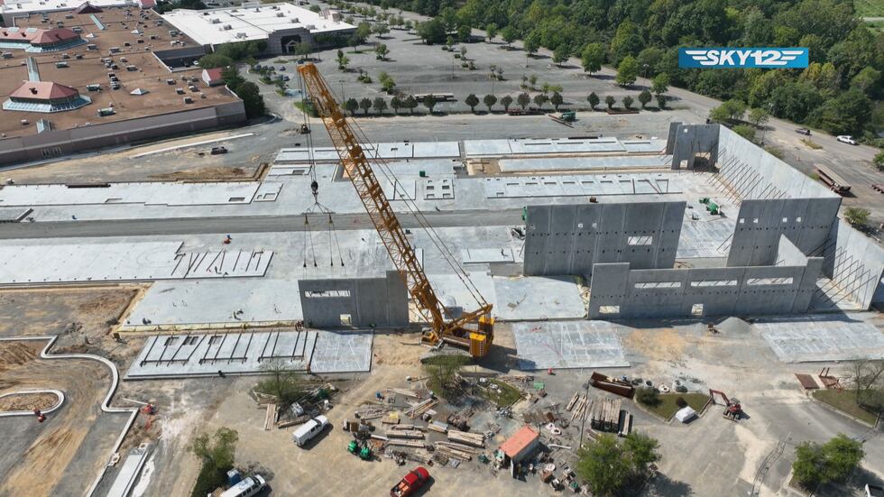 Construction crews are putting up the tilt panels for the structure of Henrico's new indoor...