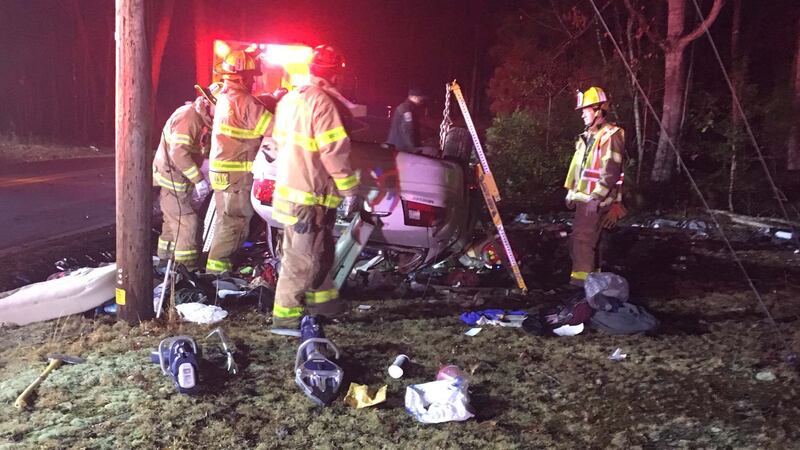 Chesterfield rescue crews work to free a trapped driver. (Source: @LtDonStory/Twitter)