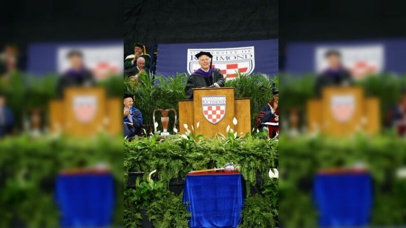 Former Gov. Terry McAuliffe gave the commencement speech at the University of Richmond....