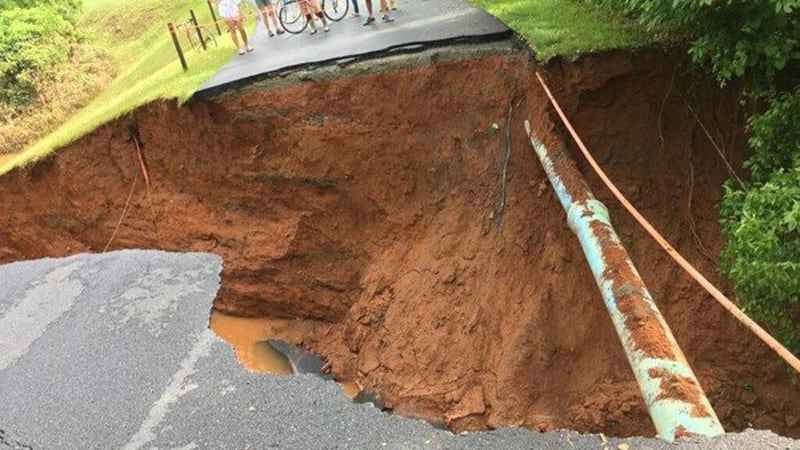 Flooding washed out several roads in Virginia. (Source: Albemarle Police Department)