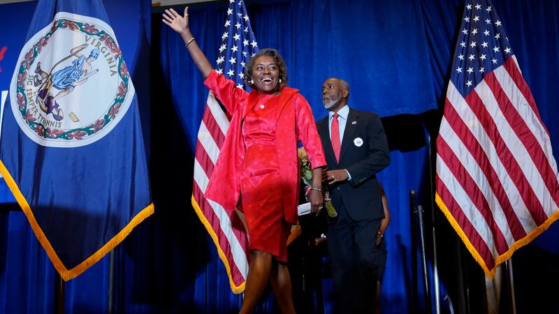 Lt. Gov. Gov.-elect Winsome Sears arrives to speak before Virginia Gov.-elect Glenn Youngkin...