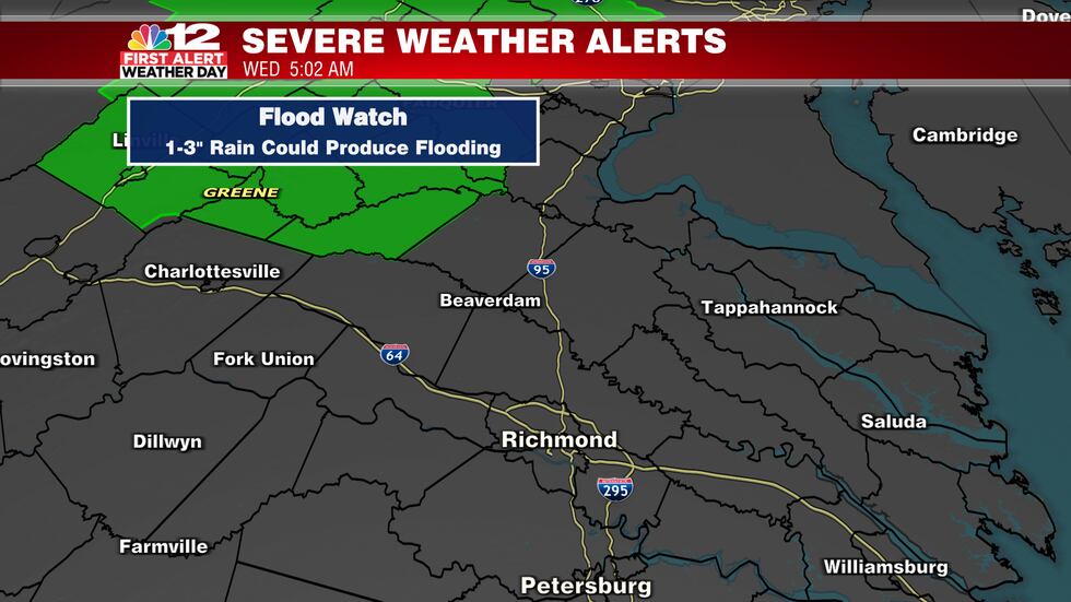 Northwestern VA has a better chance of localized flooding