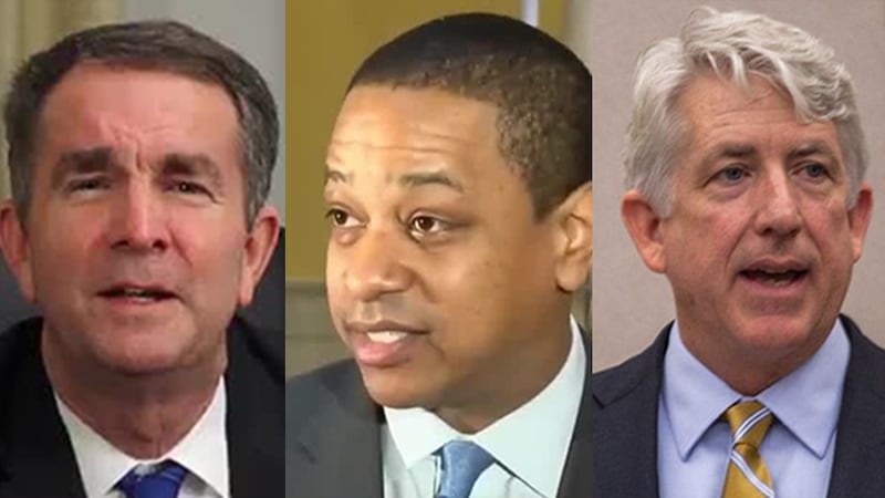 (From left) Gov. Ralph Northam, Lt. Gov. Justin Fairfax, Attorney General Mark Herring