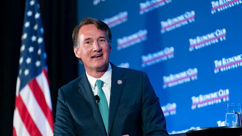 FILE - Virginia Gov. Glenn Youngkin speaks during an interview, Sept. 26, 2023, in Washington....